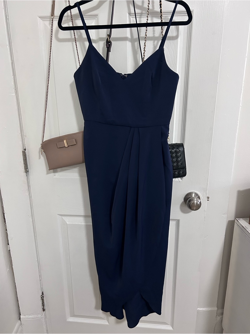 Lulu's Navy Spaghetti-Strap Midi Dress
